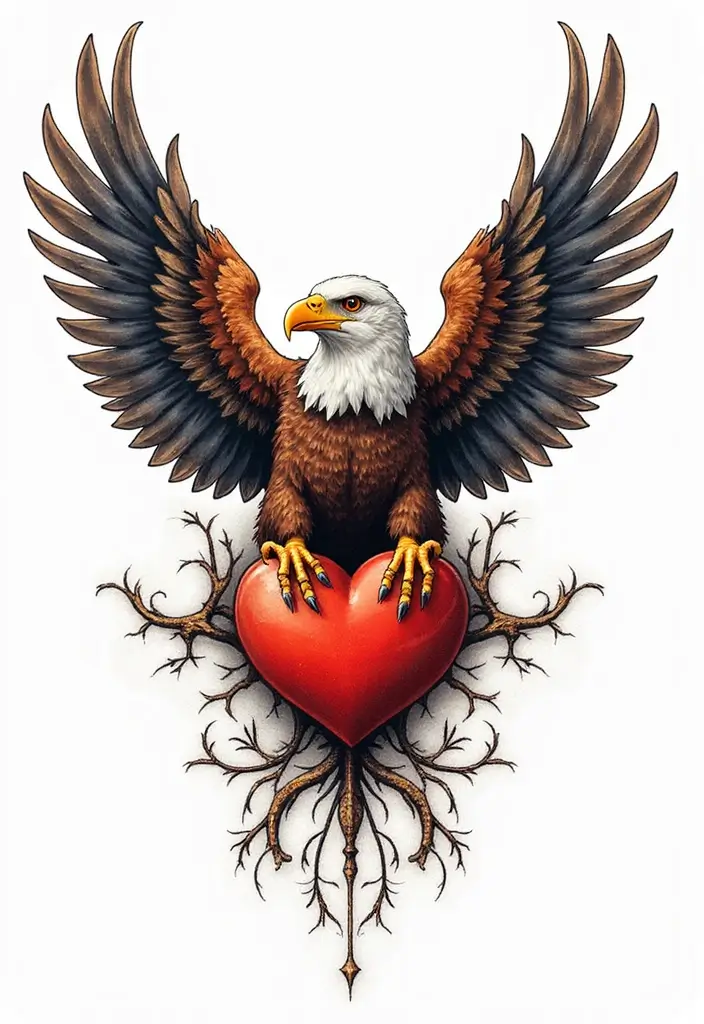 50 Eagle Tattoo Meaning Ideas and Symbolic Designs 23 50 Eagle Tattoo Meaning Ideas and Symbolic Designs - 23. Eagle and Heart