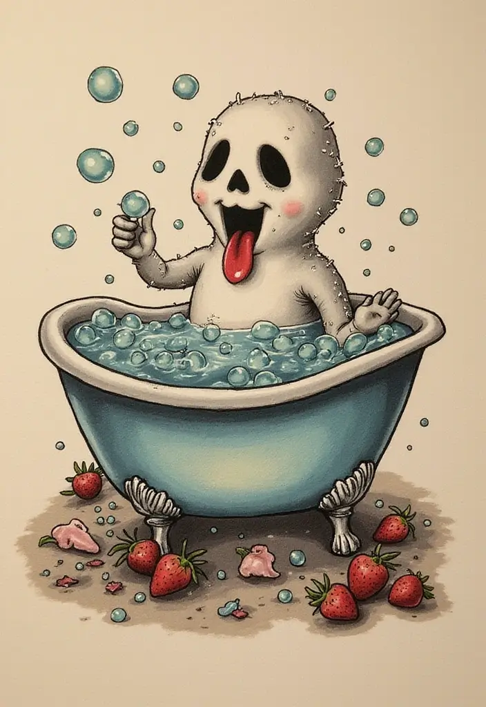 30 Ghostface Tattoo Ideas for Horror Fans - 23. Ghostface with a Bathtub