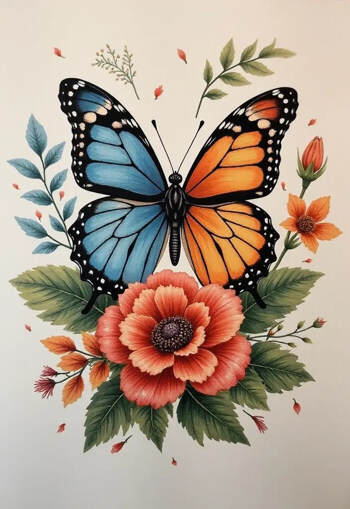 50 Half Butterfly Half Flower Tattoo Designs and Inspirations - 23. Seasonal Inspirations