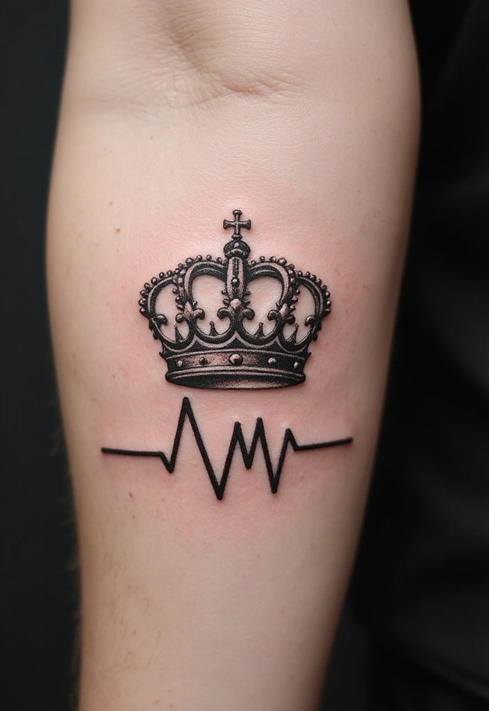 30 Heart Beat Tattoo Designs with Special Meaning 23 30 Heart Beat Tattoo Designs with Special Meaning - 23. Heartbeat with a Crown