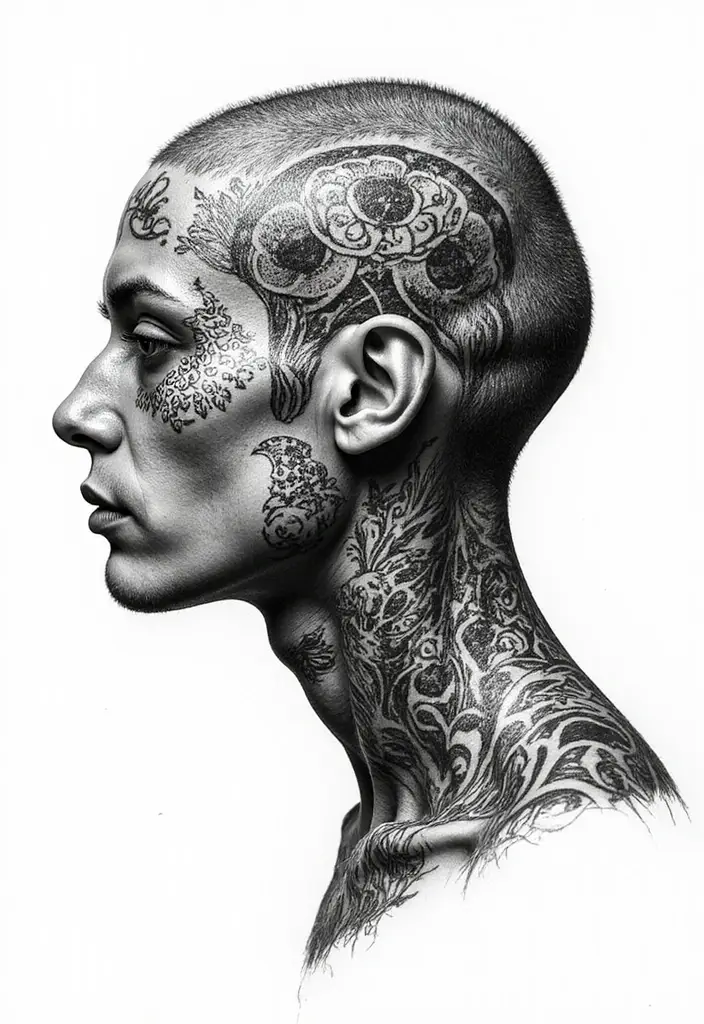 50 Shrunken Head Tattoo Designs for Bold and Edgy Styles - 23. Tattooed Shrunken Heads