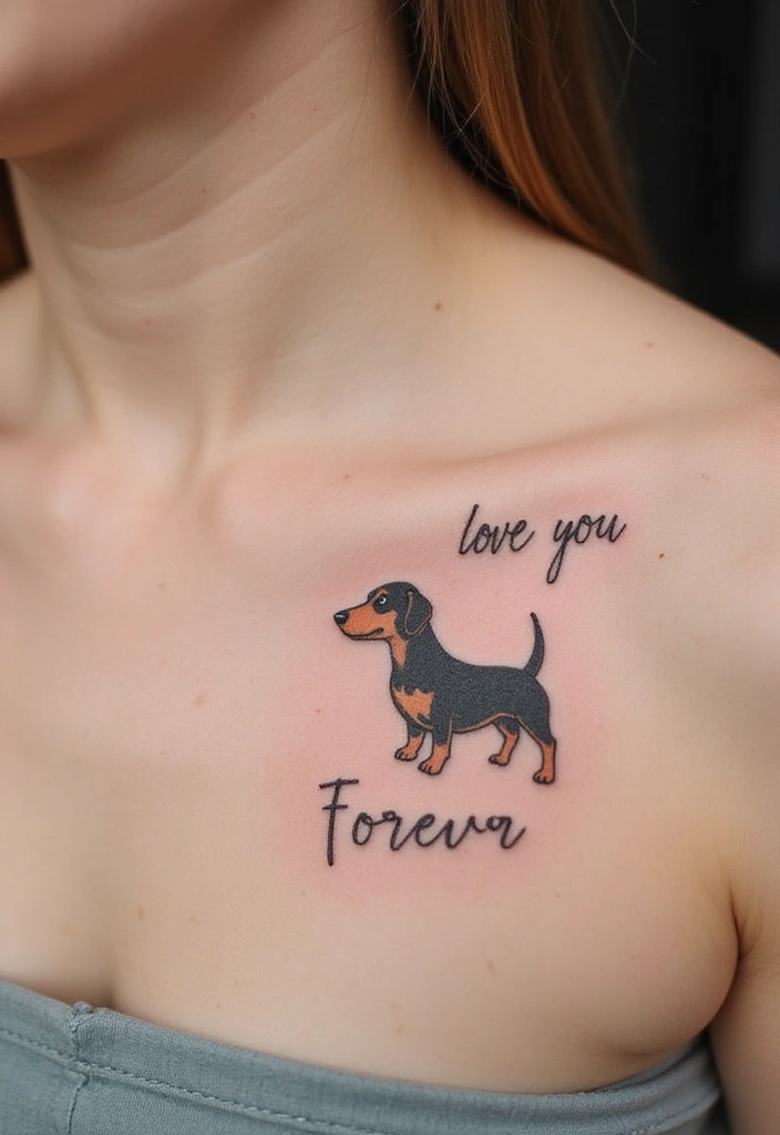 50 Small Wiener Dog Tattoos with Cute and Minimalist Designs - 23. Love You Forever