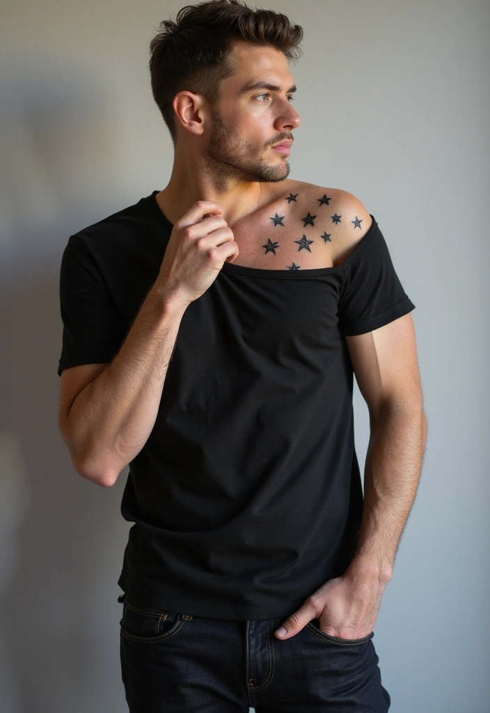 30 Star Tattoos for Men with Bold and Inspiring Ideas 23 30 Star Tattoos for Men with Bold and Inspiring Ideas - 23. Star Patterns: Repeating Designs