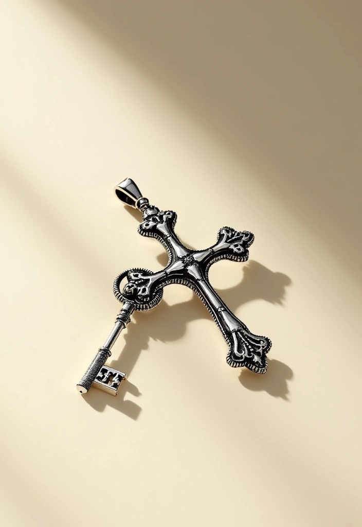 50 Cross Tattoo Ideas for Men and Women with Deep Meaning - 24. Cross with a Key