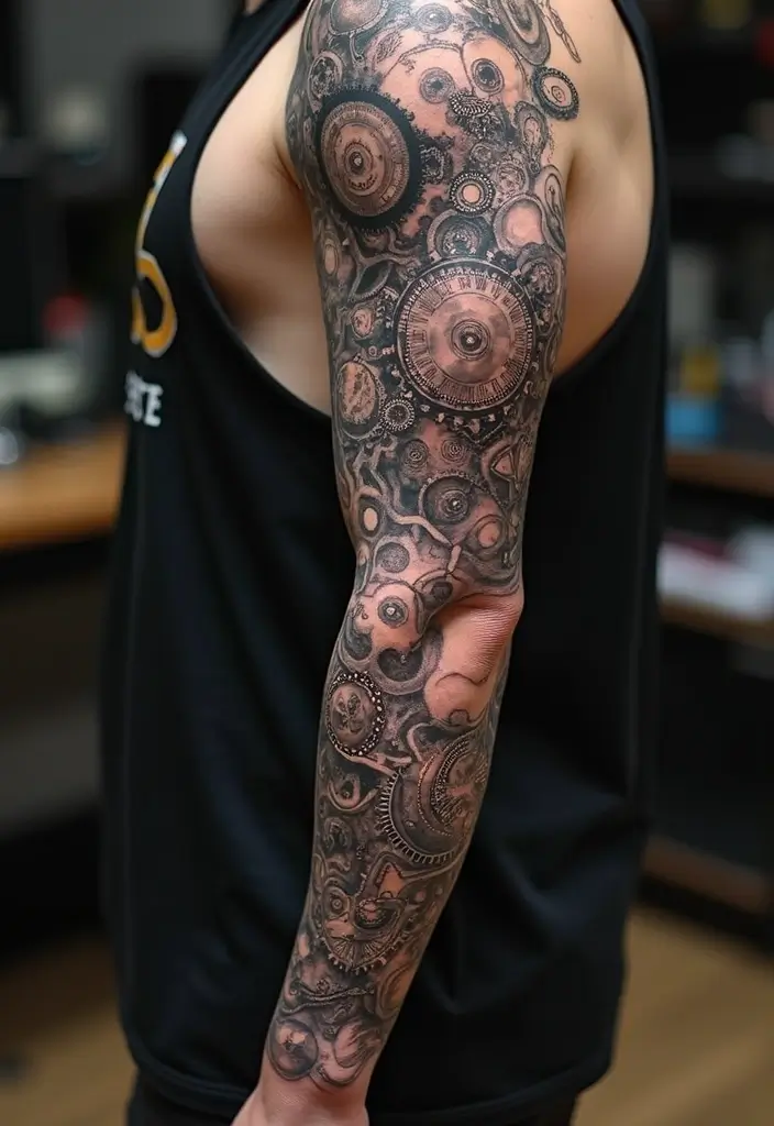 30 Biomech Tattoo Ideas with Futuristic and Bold Designs - 24. Tech Tattoo Sleeve