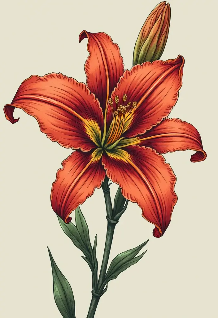 50 Stargazer Lily Tattoos with Elegant and Symbolic Designs 24 50 Stargazer Lily Tattoos with Elegant and Symbolic Designs - 24. Illustrative Style
