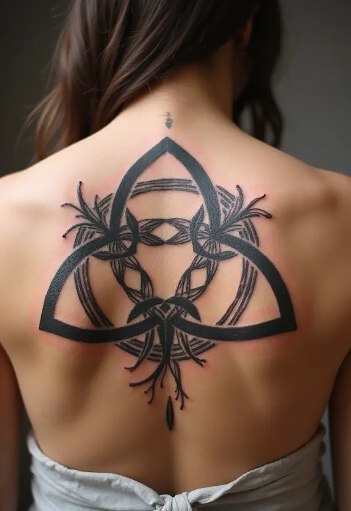50 Christian Back Tattoos with Meaningful and Powerful Designs - 24. The Trinity