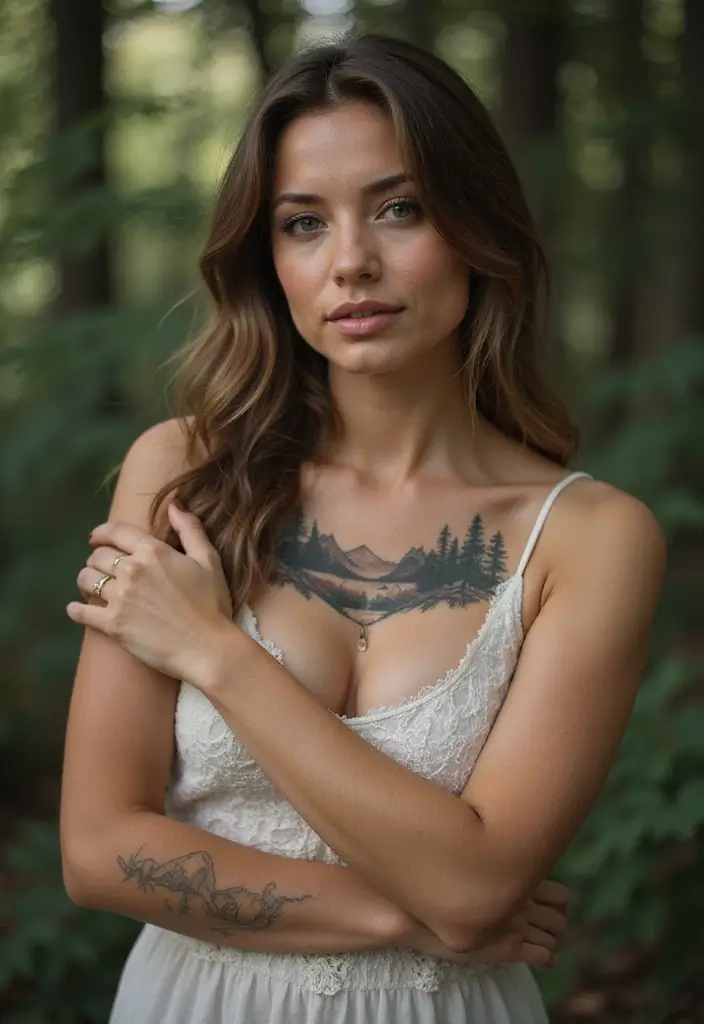 50 Elegant Collarbone Tattoo Ideas for Women 24 50 Elegant Collarbone Tattoo Ideas for Women - 24. Nature Scenes