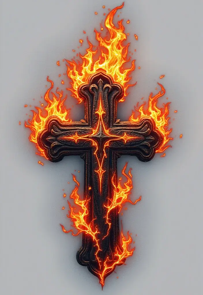 50 Cross Tattoo Meaning Inspirations and Symbolism Explained - 24. The Cross with Fire: Passion and Renewal