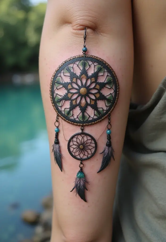 50 Dream Catcher Tattoo Meaning Ideas with Deep Symbolism 24 50 Dream Catcher Tattoo Meaning Ideas with Deep Symbolism - 24. Finding Inner Peace