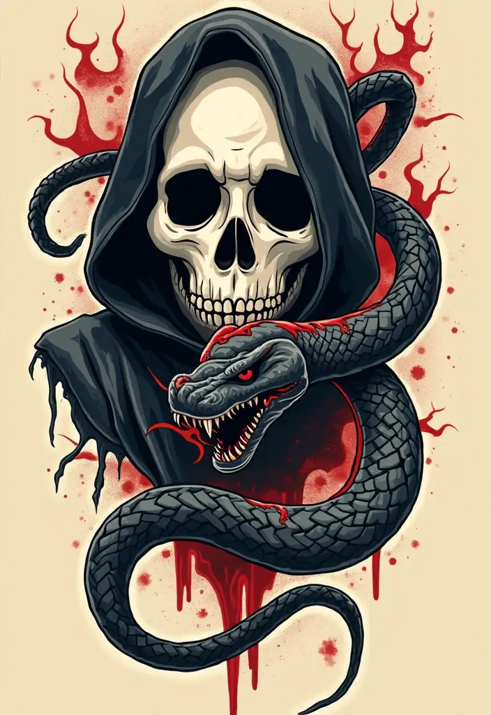 30 Ghostface Tattoo Ideas for Horror Fans - 24. Ghostface with a Snake