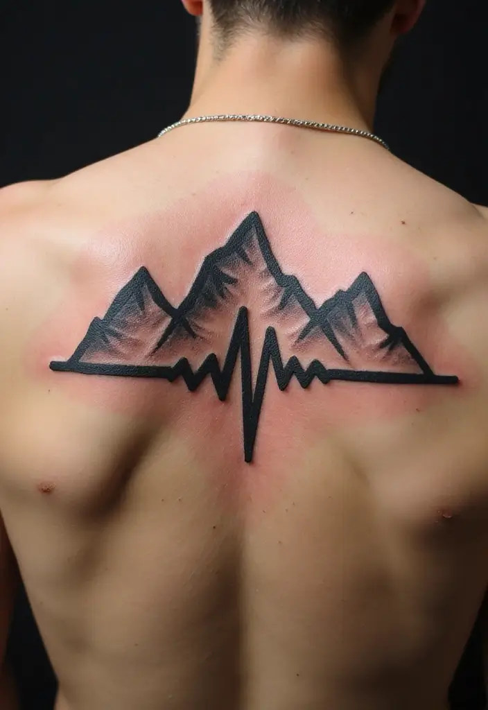 30 Heart Beat Tattoo Designs with Special Meaning 24 30 Heart Beat Tattoo Designs with Special Meaning - 24. Heartbeat with a Mountain