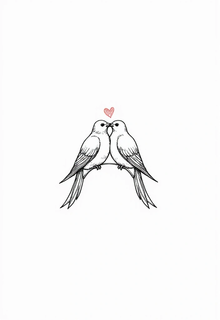 50 Line Art Custom Tattoos for Minimalist and Creative Designs 24 50 Line Art Custom Tattoos for Minimalist and Creative Designs - 24. Love Birds