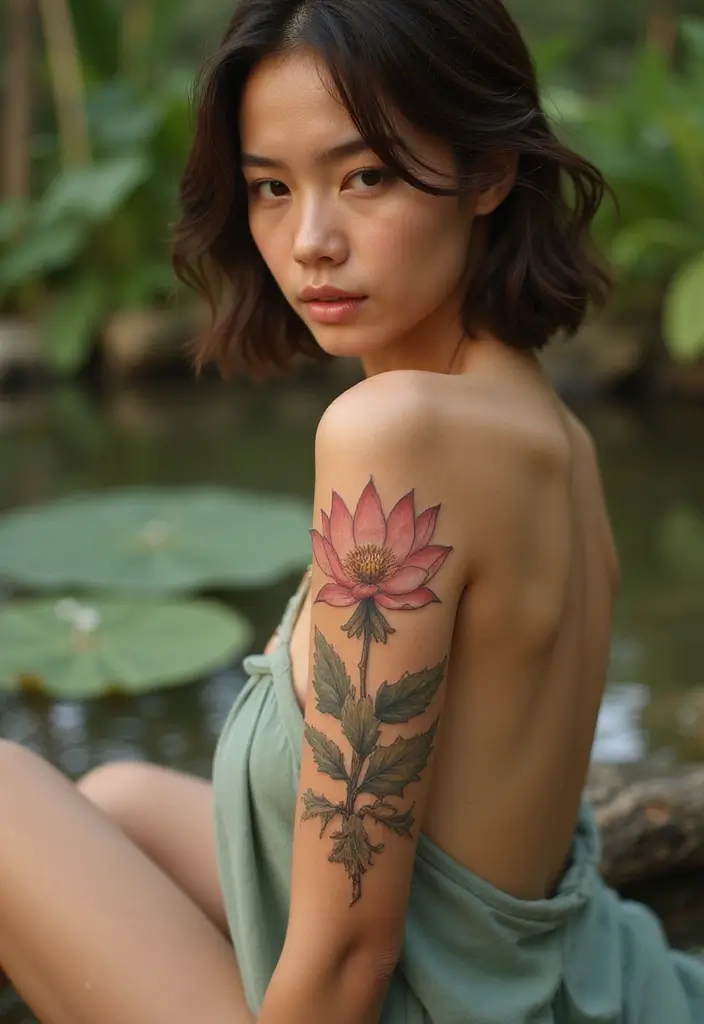 30 Native American Arm Tattoos with Deep Cultural Meaning 24 30 Native American Arm Tattoos with Deep Cultural Meaning - 24. The Lotus: Purity and Enlightenment