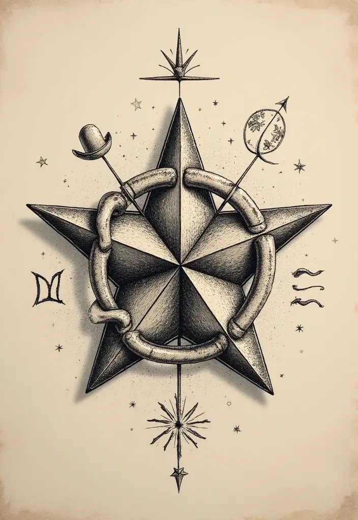 50 Nautical Star Tattoo Meaning Facts and Inspirations 24 50 Nautical Star Tattoo Meaning Facts and Inspirations - 24. Nautical Star and Zodiac Signs