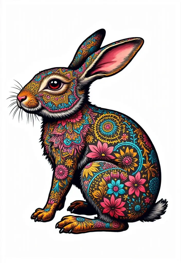 50 Rabbit Tattoo Meaning Inspirations and Cultural Symbolism - 24. Bold and Colorful Designs
