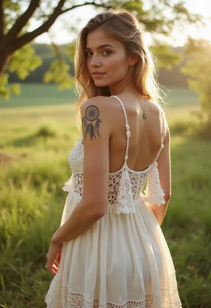 30 Shoulder Star Tattoos with Creative and Stylish Designs 24 30 Shoulder Star Tattoos with Creative and Stylish Designs - 24. Star with a Dreamcatcher