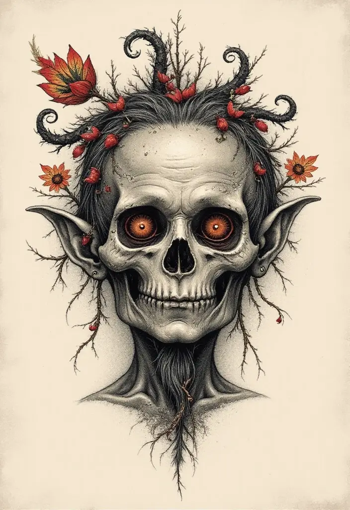 50 Shrunken Head Tattoo Designs for Bold and Edgy Styles - 24. Folklore and Fairy Tales