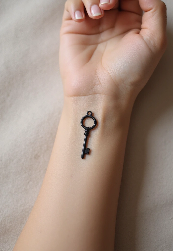 30 Wrist Tattoo Ideas for Women That Are Subtle and Stunning 24 30 Wrist Tattoo Ideas for Women That Are Subtle and Stunning - 24. Small Key