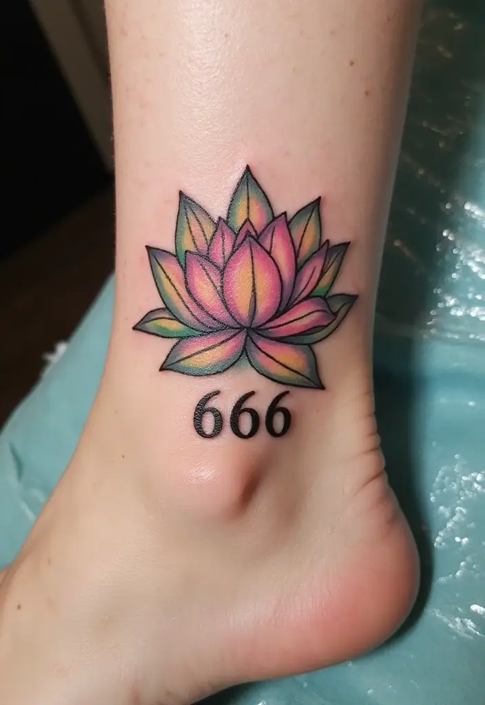 30 Unique 666 Tattoo Designs and Their Dark Meanings 25 30 Unique 666 Tattoo Designs and Their Dark Meanings - 25. The Lotus and 666