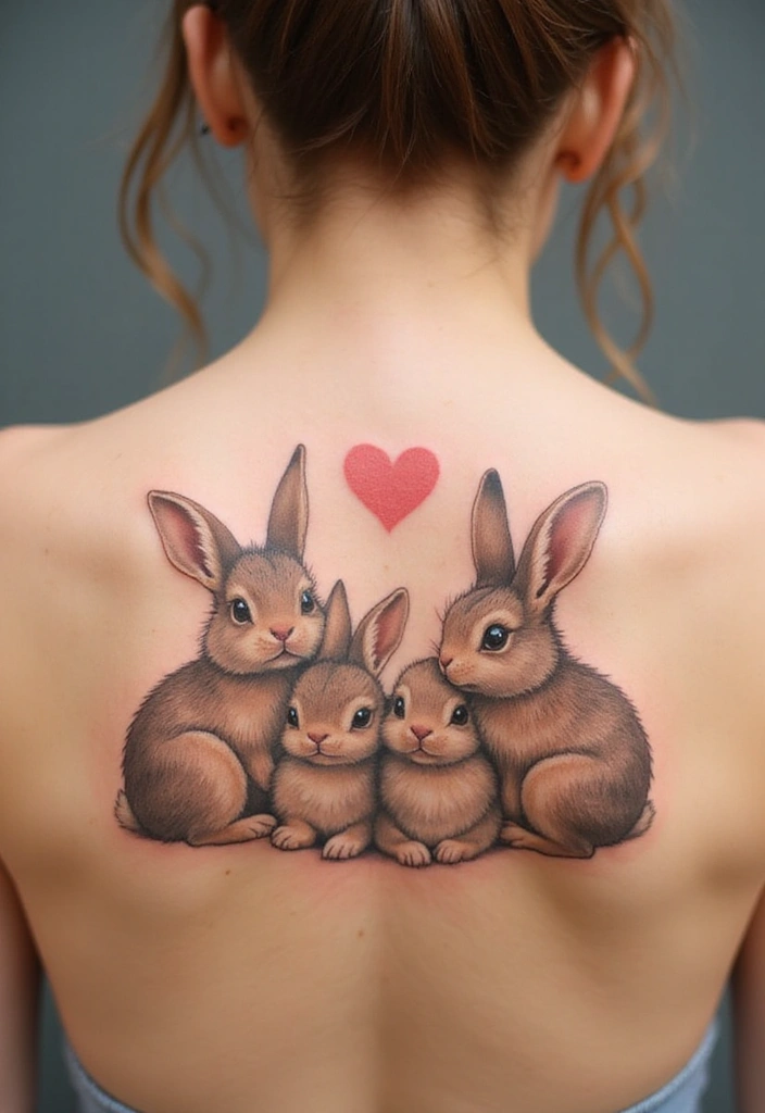 50 Bunny Tattoo Meaning Inspirations for Cute and Creative Designs - 25. Bunny Family Tattoos