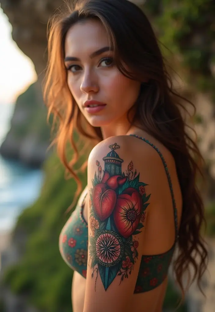 50 Compass Tattoo Meaning Ideas and Symbolic Designs - 25. The Explorer's Heart