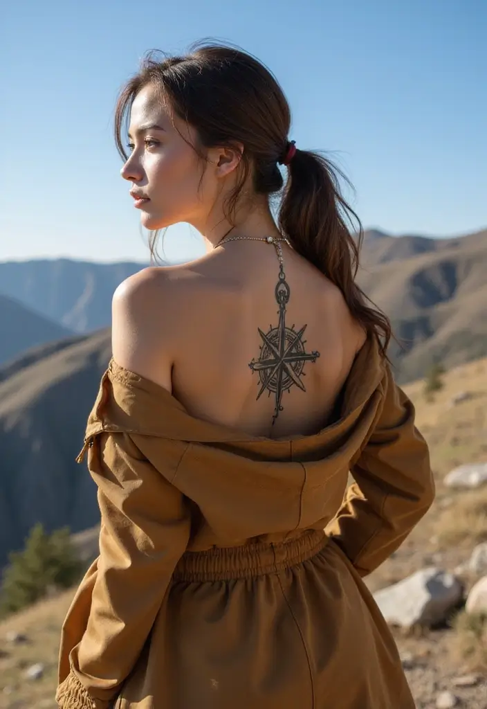30 Female Back Tattoos That Are Elegant and Powerful 25 30 Female Back Tattoos That Are Elegant and Powerful - 25. The Cool Compass Design