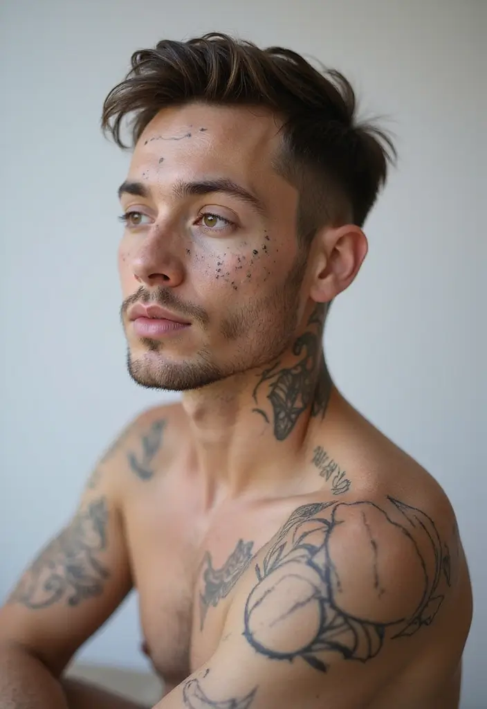 30 Head Tattoos for Men with Unique and Creative Styles 25 30 Head Tattoos for Men with Unique and Creative Styles - 25. Abstract Faces