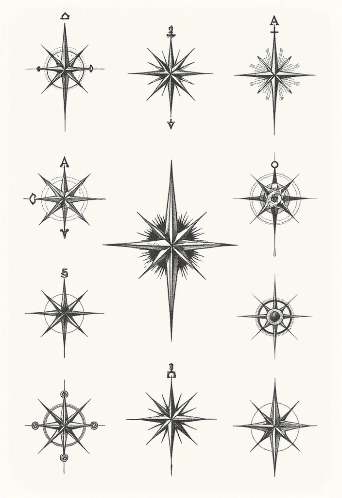 50 Line Art Custom Tattoos for Minimalist and Creative Designs 25 50 Line Art Custom Tattoos for Minimalist and Creative Designs - 25. Compass Rose