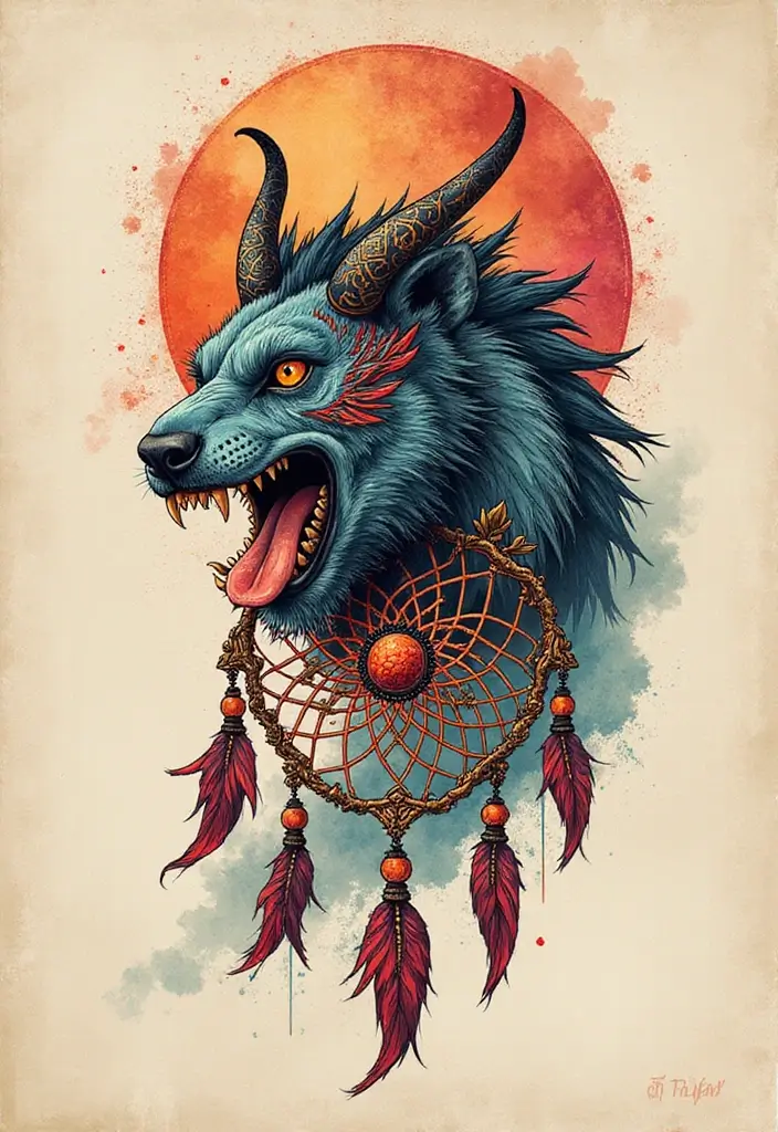 50 Oni Tattoo Designs with Powerful Japanese Symbolism 25 50 Oni Tattoo Designs with Powerful Japanese Symbolism - 25. Oni with a Dreamcatcher