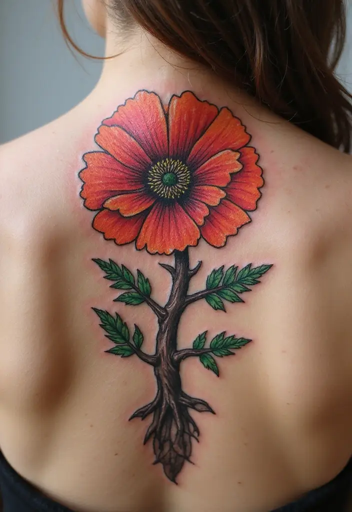 30 Poppy Tattoo Ideas with Symbolic Meanings 25 30 Poppy Tattoo Ideas with Symbolic Meanings - 25. Poppy with Tree of Life