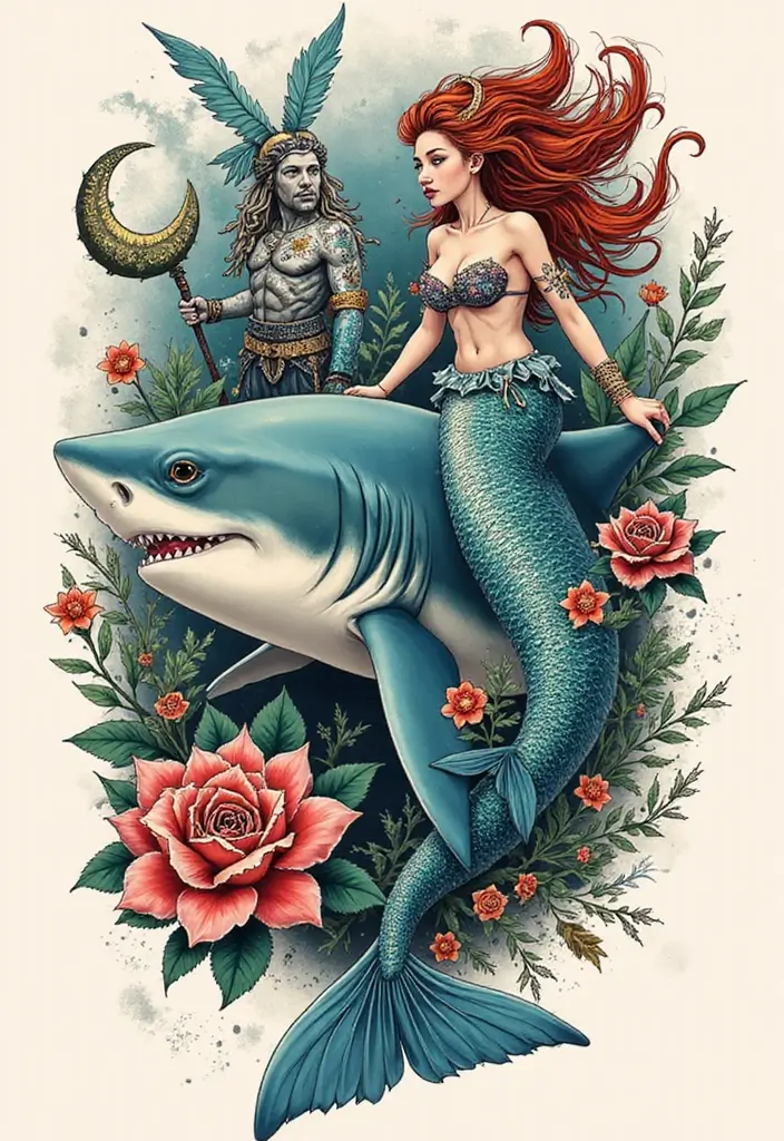 30 Shark Tattoo Designs and Their Powerful Symbolism 25 30 Shark Tattoo Designs and Their Powerful Symbolism - 25. The Mythical Shark