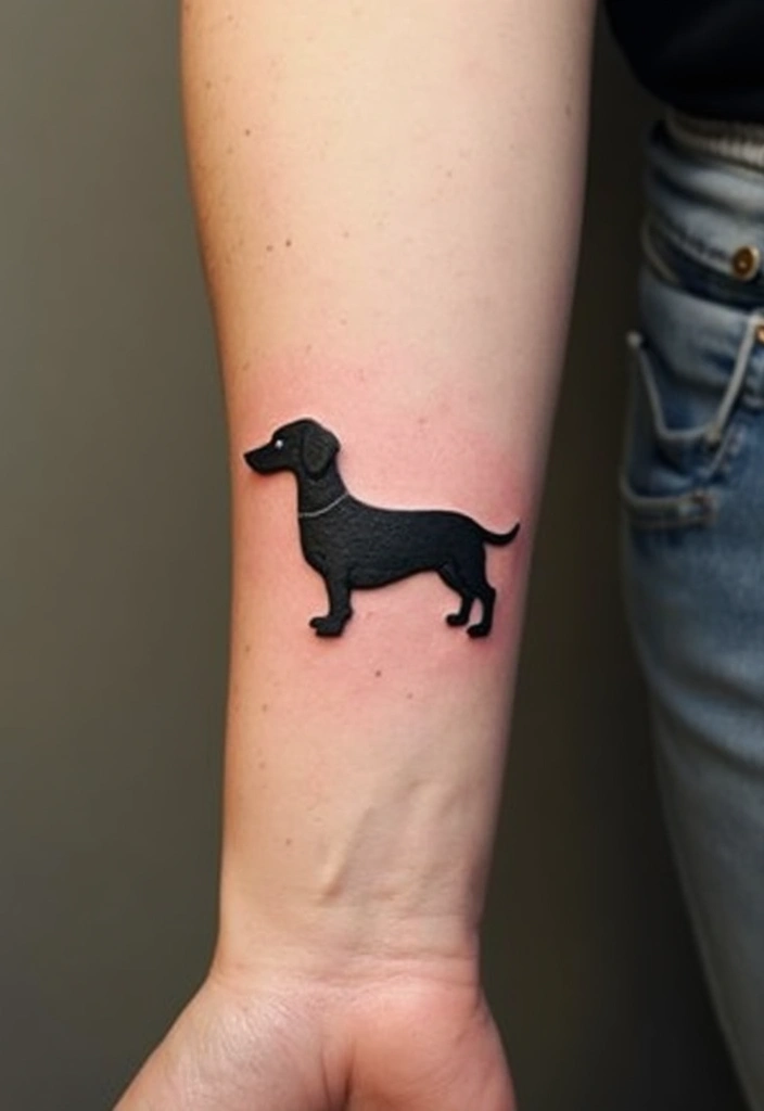 50 Small Wiener Dog Tattoos with Cute and Minimalist Designs - 25. Inspiring Dog Silhouette