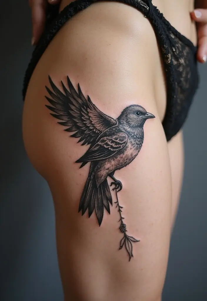 50 Sparrow Tattoos with Symbolism and Artistic Styles - 25. Ornate Sparrow Tattoo