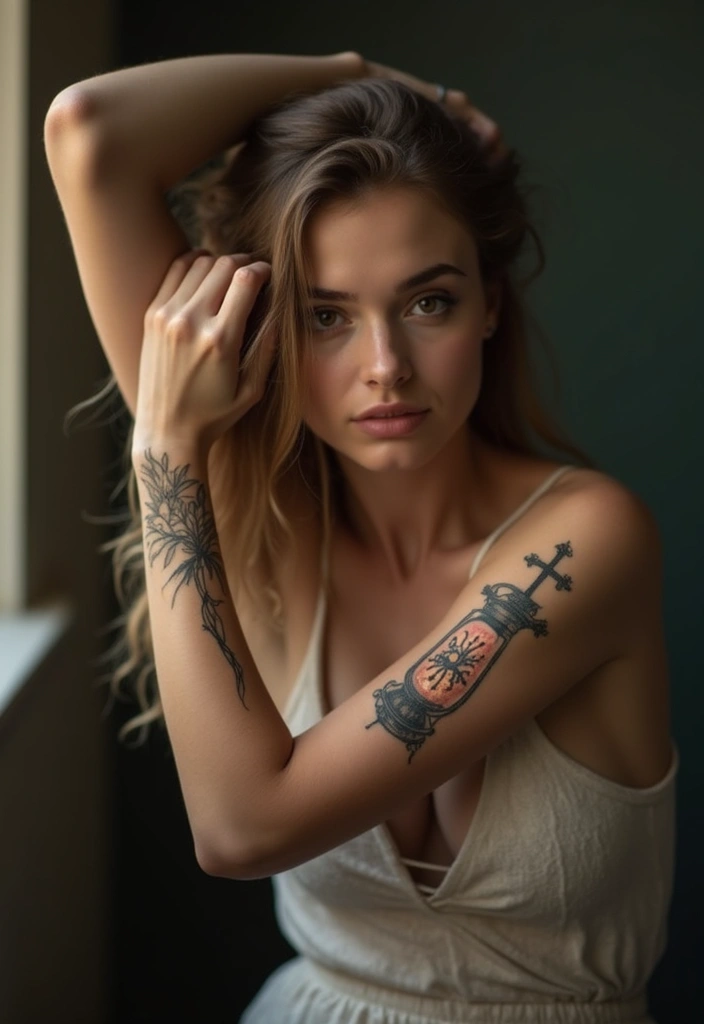 50 Cross Tattoo Ideas for Men and Women with Deep Meaning - 26. Cross with a Lantern