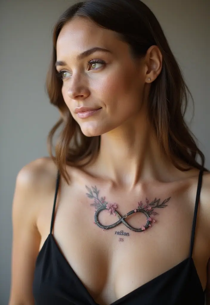 50 Elegant Collarbone Tattoo Ideas for Women 26 50 Elegant Collarbone Tattoo Ideas for Women - 26. Infinity Symbols