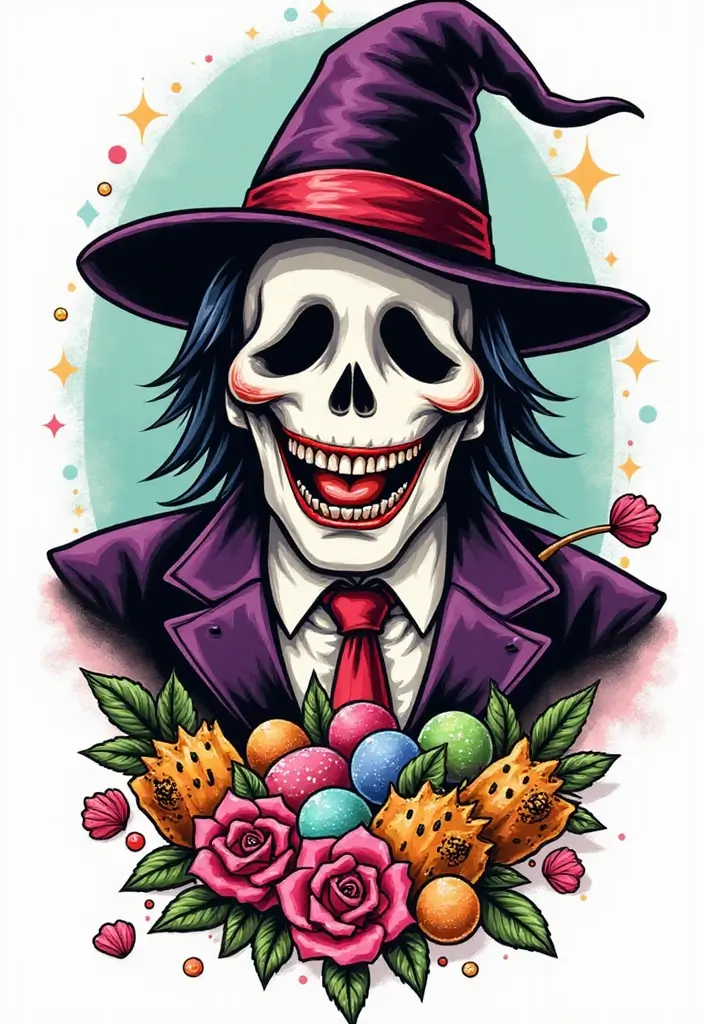 30 Ghostface Tattoo Ideas for Horror Fans - 26. Ghostface with Candy