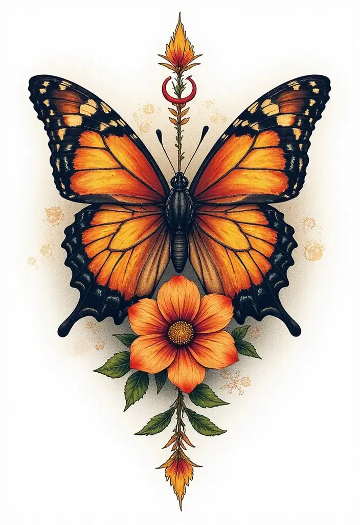 50 Half Butterfly Half Flower Tattoo Designs and Inspirations - 26. Cultural Symbols