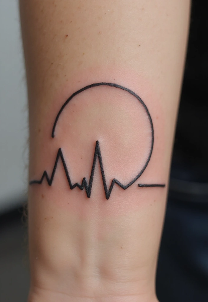 30 Heart Beat Tattoo Designs with Special Meaning 26 30 Heart Beat Tattoo Designs with Special Meaning - 26. Heartbeat in a Circle