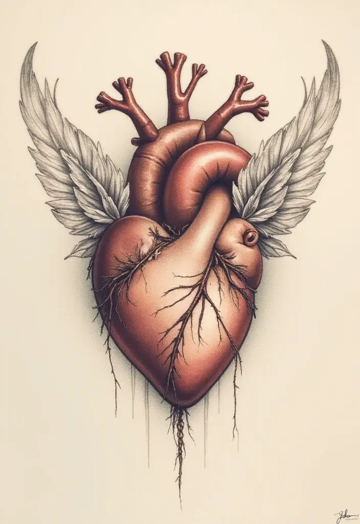 30 Sacred Heart Tattoo Ideas with Spiritual Symbolism 26 30 Sacred Heart Tattoo Ideas with Spiritual Symbolism - 26. Sacred Heart with feathers