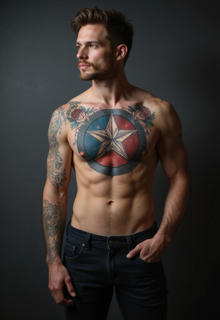 30 Star Tattoos for Men with Bold and Inspiring Ideas 26 30 Star Tattoos for Men with Bold and Inspiring Ideas - 26. Star Shield: A Protective Symbol