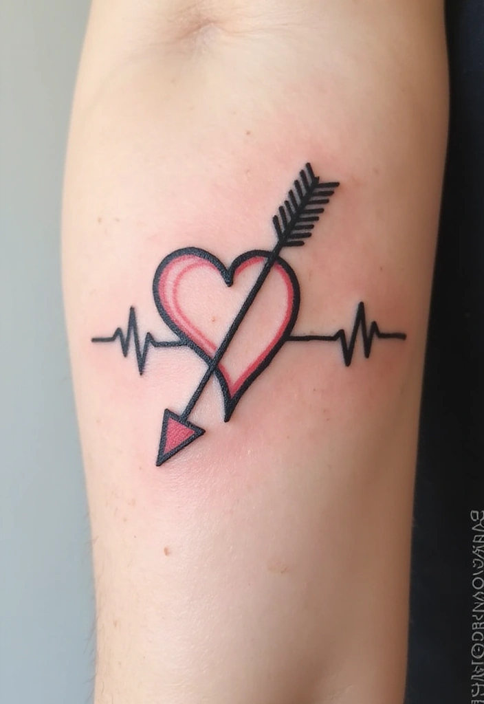 30 Symbolism of Arrow Tattoo Ideas You Should Know 26 30 Symbolism of Arrow Tattoo Ideas You Should Know - 26. Arrow with a Heartbeat Line