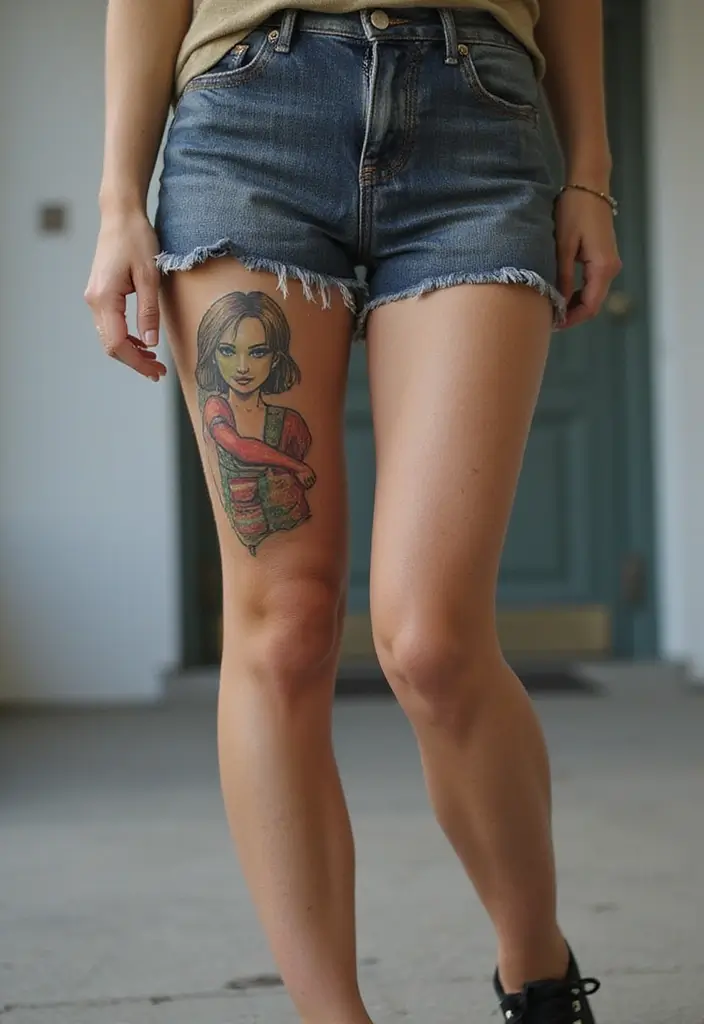 50 Above the Knee Tattoo Ideas with Unique Placement Designs 27 50 Above the Knee Tattoo Ideas with Unique Placement Designs - 27. Pop Culture References