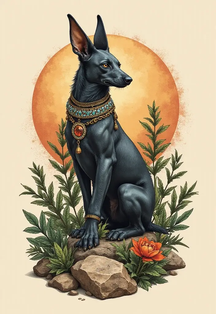 30 Anubis Tattoo Designs with Ancient Egyptian Symbolism 27 30 Anubis Tattoo Designs with Ancient Egyptian Symbolism - 27. Anubis with Earthy Elements