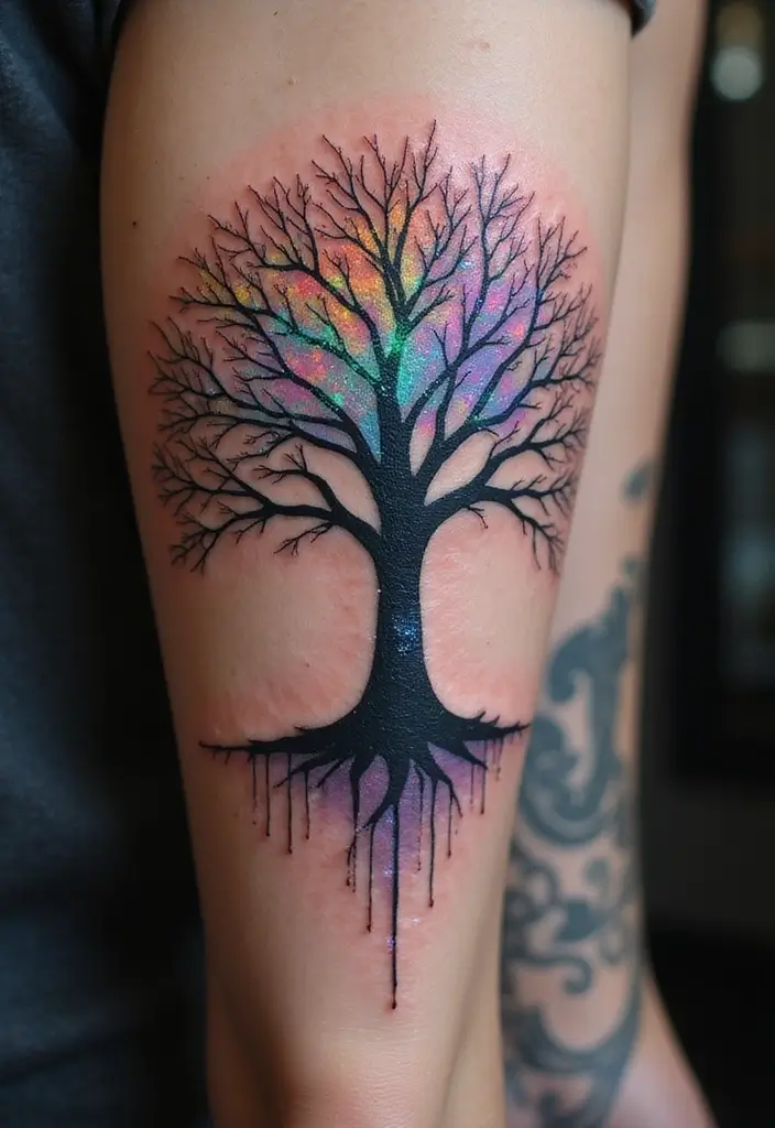 30 Biomech Tattoo Ideas with Futuristic and Bold Designs - 27. Holographic Tree