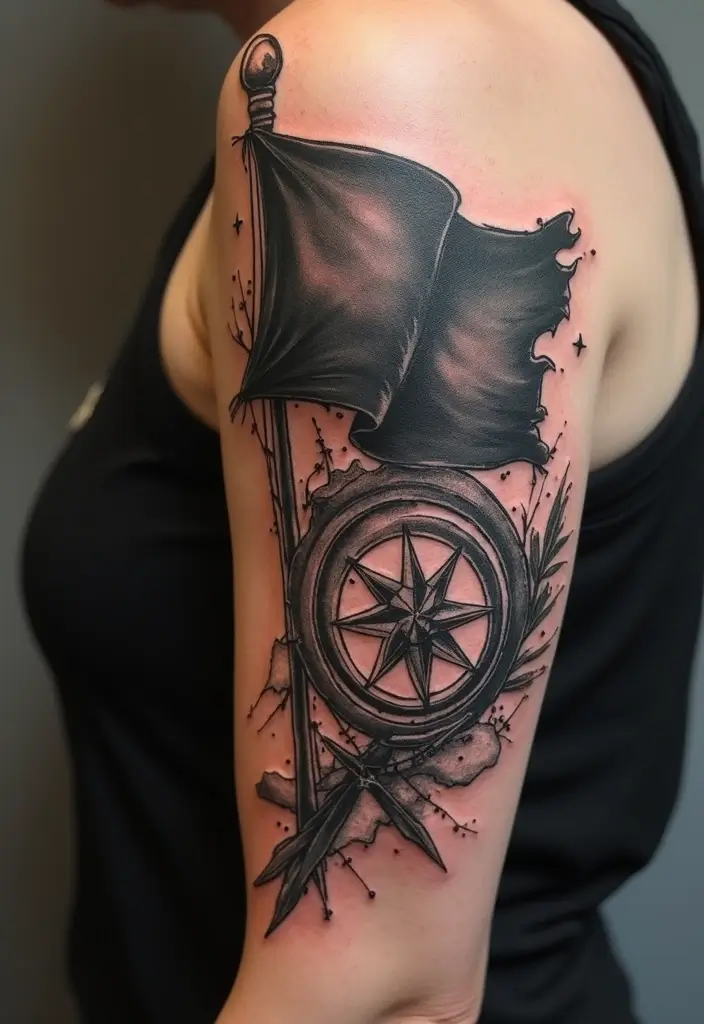 50 Black Flag Tattoo Meaning Inspirations and Symbolism 27 50 Black Flag Tattoo Meaning Inspirations and Symbolism - 27. The Spirit of Adventure