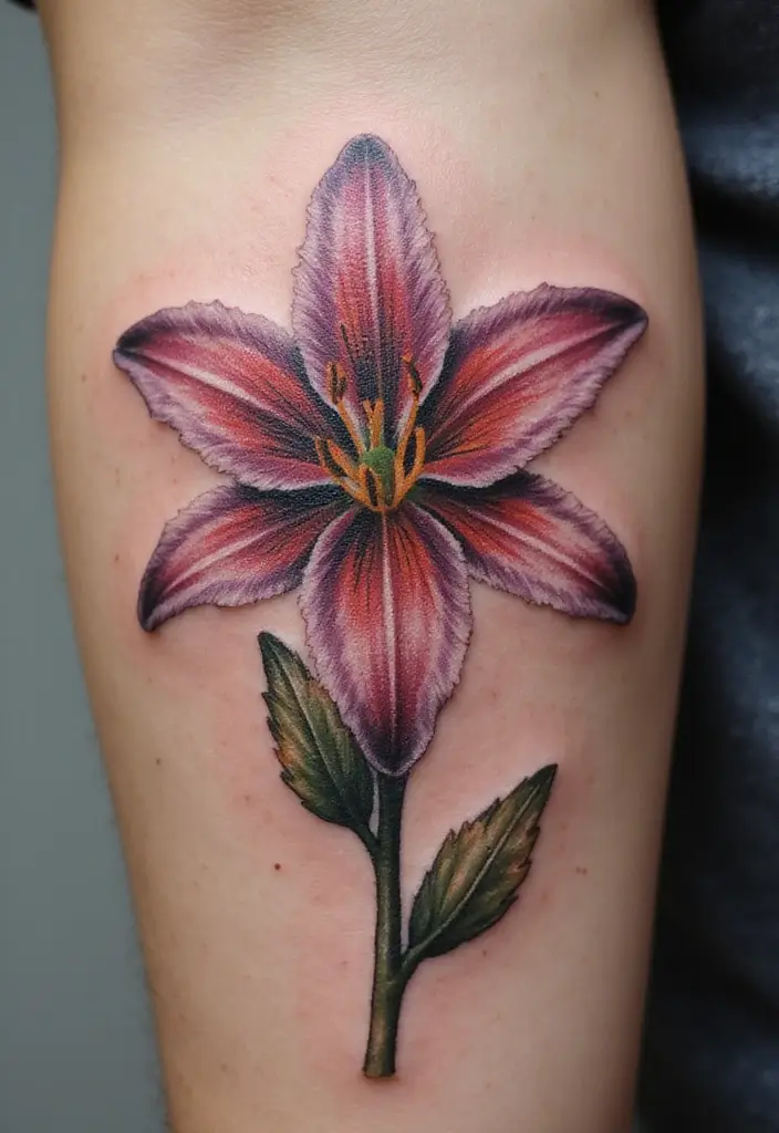 50 Stargazer Lily Tattoos with Elegant and Symbolic Designs 27 50 Stargazer Lily Tattoos with Elegant and Symbolic Designs - 27. Double Exposure Technique