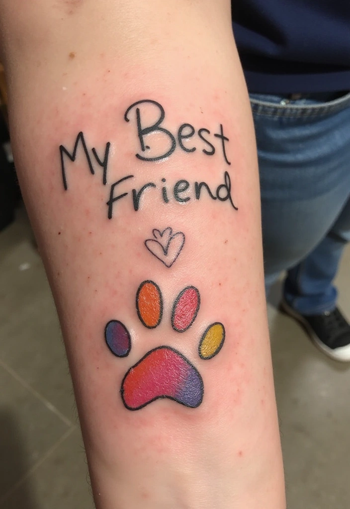 30 Loyalty Over Love Tattoos and Their Symbolism - 27. ‘My Best Friend’ with Paw Print