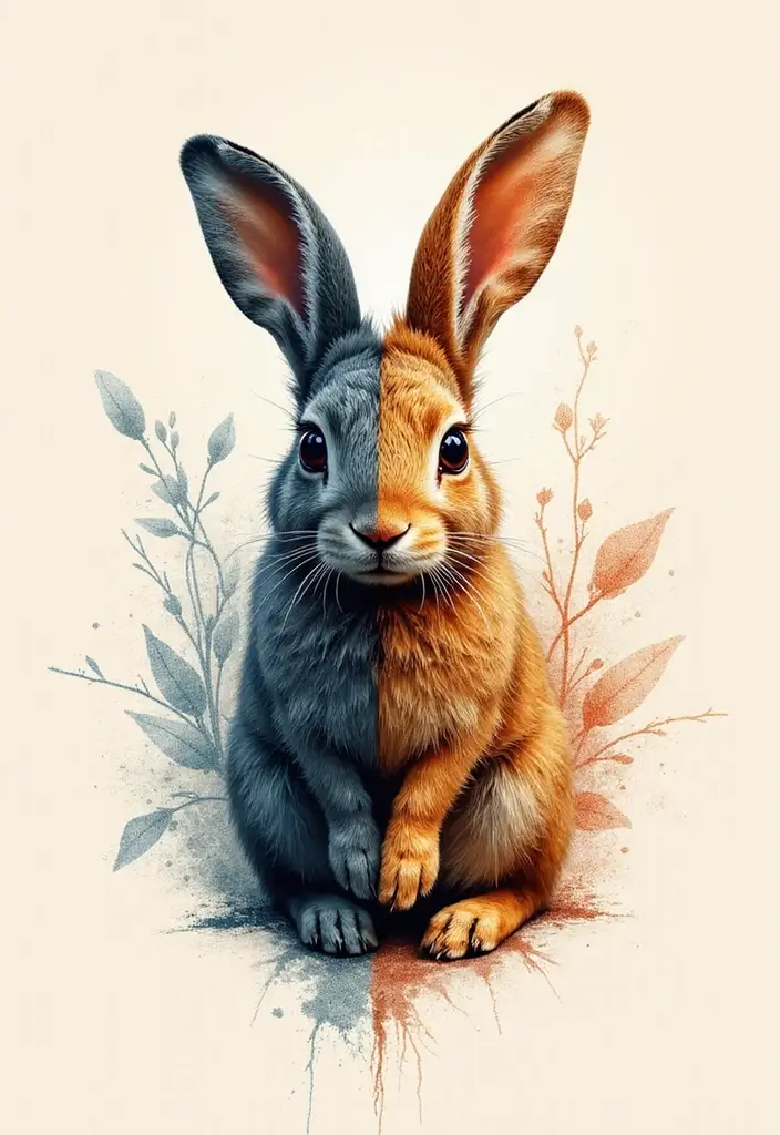 50 Rabbit Tattoo Meaning Inspirations and Cultural Symbolism - 27. The Dance of Duality