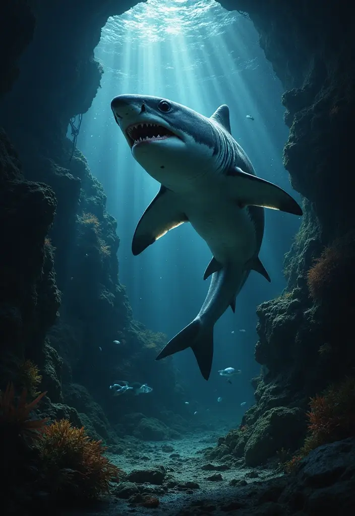 30 Shark Tattoo Designs and Their Powerful Symbolism 27 30 Shark Tattoo Designs and Their Powerful Symbolism - 27. The Shark and the Ocean's Depths